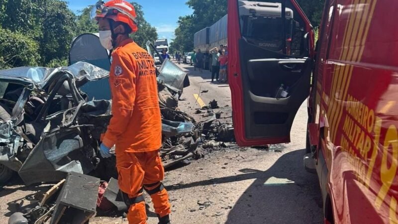 Acidente entre caminhonete e carro de passeio deixa dois feridos na BR-070 em Cáceres