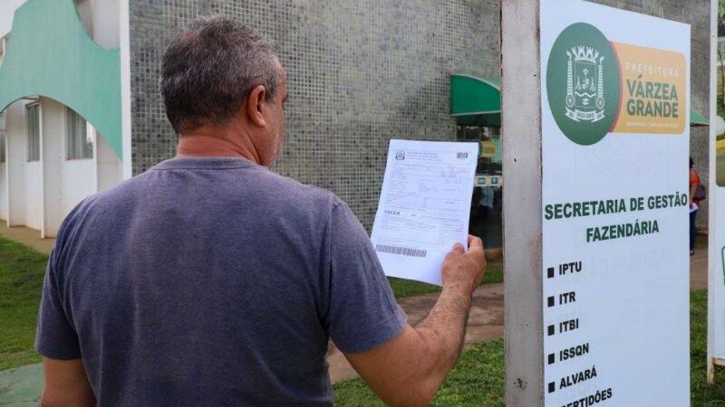 Várzea Grande prorroga prazo para pagamento do IPTU com 20% desconto