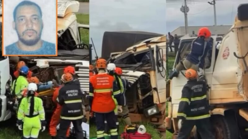 Acidente entre três caminhões deixa um morto e um ferido na rodovia BR-163 em Mato Grosso