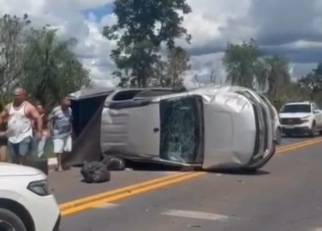 Caminhonete capota na MT-010 e deixa duas crianças feridas entre Cuiabá e a Guia