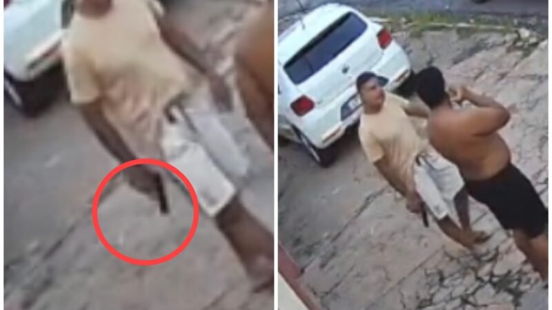 Bêbado, PM saca arma e aponta para o próprio filho em rua de Cuiabá