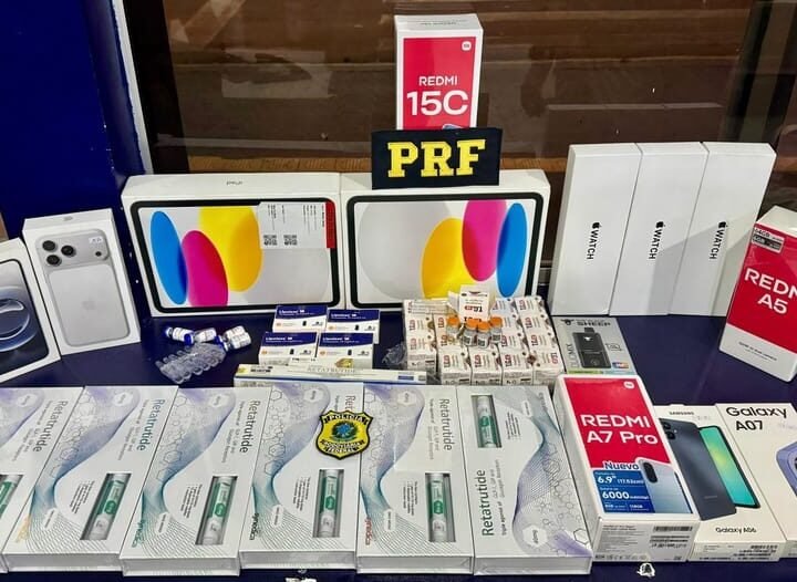PRF apreende medicamentos e eletrônicos durante fiscalização em veículo na BR-364 em MT