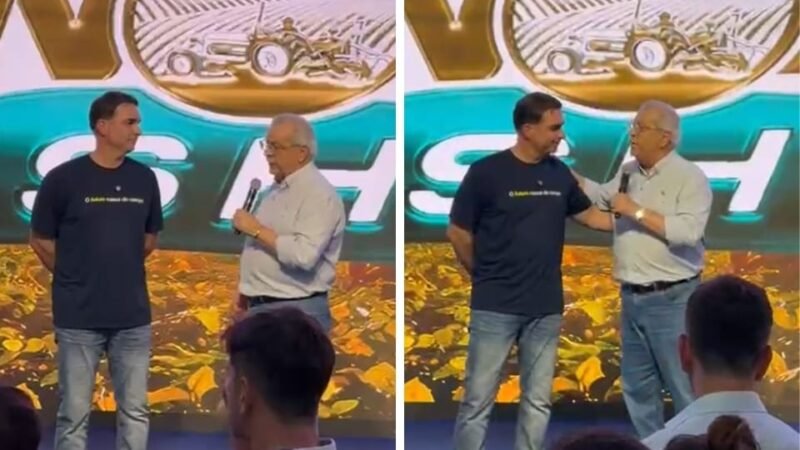 Jayme Campos nega agenda política com Flávio Bolsonaro  e é vaiado durante discurso
