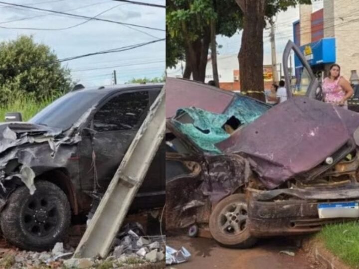 Mulher morre e dois ficam feridos em colisão entre caminhonete e carro em MT
