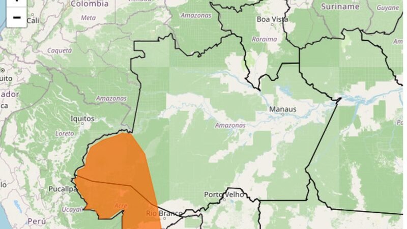 Inmet emite alerta laranja para chuvas em municípios do Acre