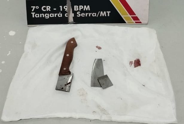 Homem quebra faca, tenta matar ex na frente dos filhos e acaba preso em Tangará da Serra