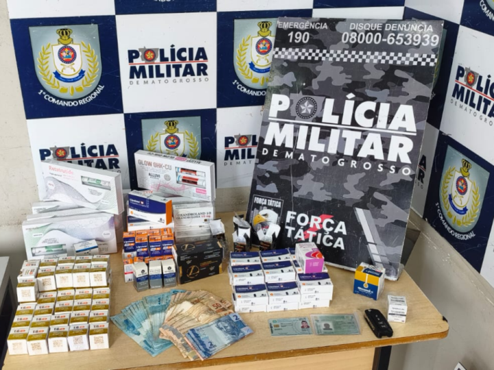 Dois são presos pela PM suspeitos de contrabando de medicamentos em Chapada dos Guimarães