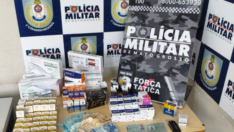 Dois são presos pela PM suspeitos de contrabando de medicamentos em Chapada dos Guimarães
