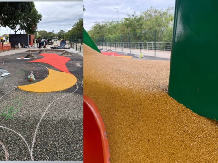 Novo playground com piso emborrachado é instalado ao lado do Aquário Municipal
