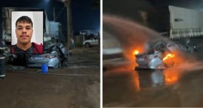 Vídeo flagra momento em que jovem bate carro em carreta estacionada e morre em MT