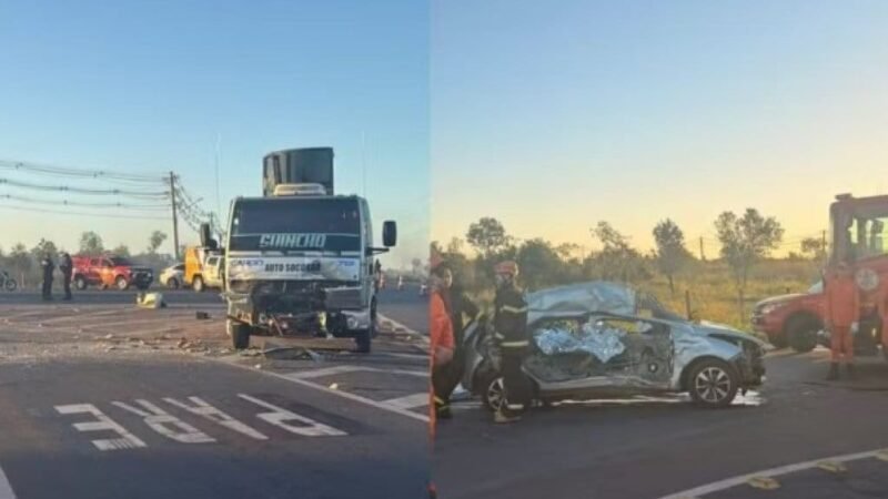 Colisão entre carro de passeio e caminhão mata motorista e dois jovens na Estrada da Guia