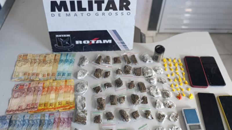 Rotam apreende 80 porções de drogas e prende três homens por tráfico em Cuiabá