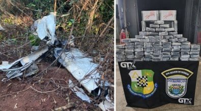 PF investiga se avião que caiu em MT com 120 kg de cocaína e matou 2 pessoas veio da Bolívia