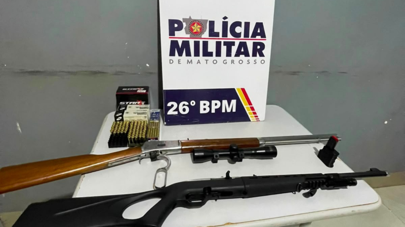 PM prende homem com duas espingardas e 169 munições ilegais em Nova Mutum