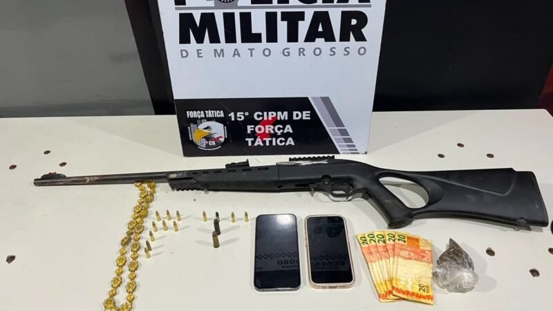 Força Tática prende foragido da Justiça e apreende fuzil e munições