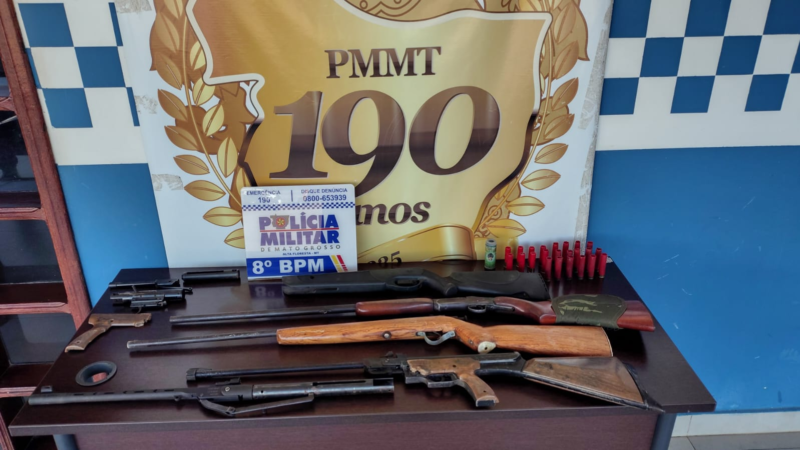 Ocorrência termina com marido em UPA, esposa na delegacia e confisco de 4 armas de fogo