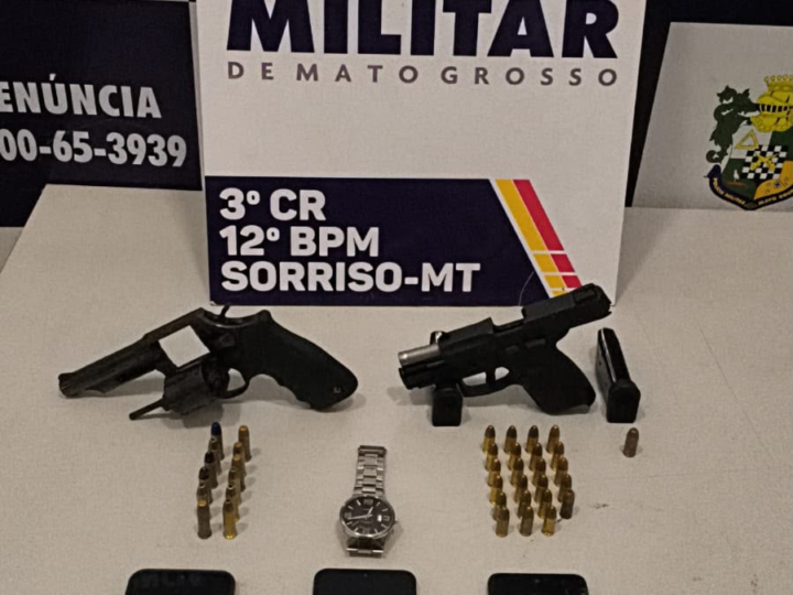 Polícia Militar prende quatro membros de facção criminosa com revólver e pistola em MT