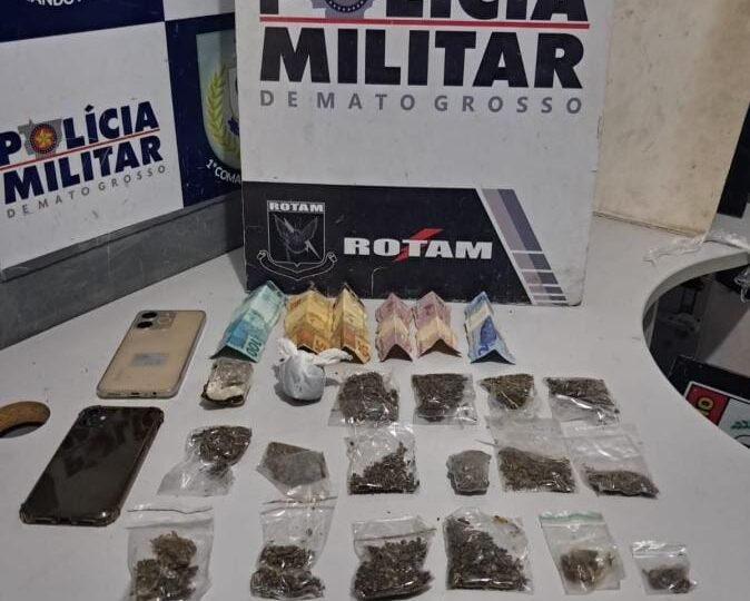 Rotam prende jovem com 20 porções de maconha e balança de precisão em Cuiabá