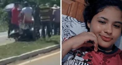 Mulher morre após moto bater em poste, e bebê e piloto ficam em estado grave