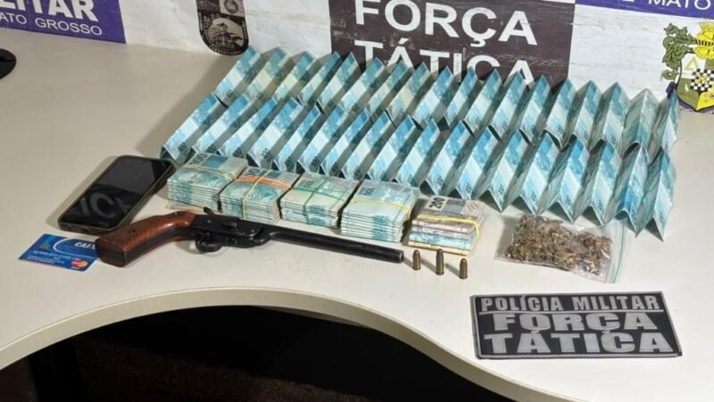 PM prende suspeito por furto de telhas termoacústicas e apreende arma e R$ 54,6 mil