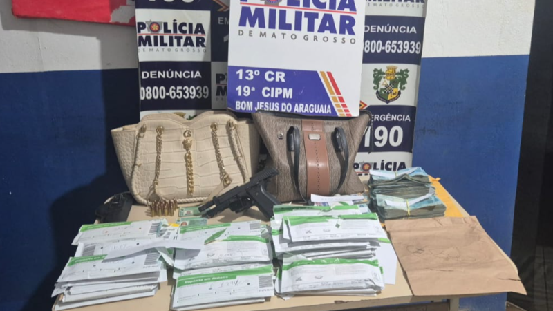 Casal em caminhonete é preso com pistola roubada e R$ 283 mil em dinheiro na rodovia MT-322