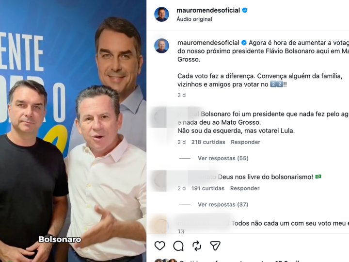 Mauro Mendes conclama eleitores de MT a ampliarem votação de Flávio Bolsonaro no 2º turno