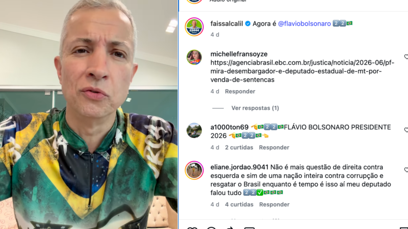 Faissal chama de “ilusão” apoio de eleitores de baixa renda a Lula e defende Flávio Bolsonaro